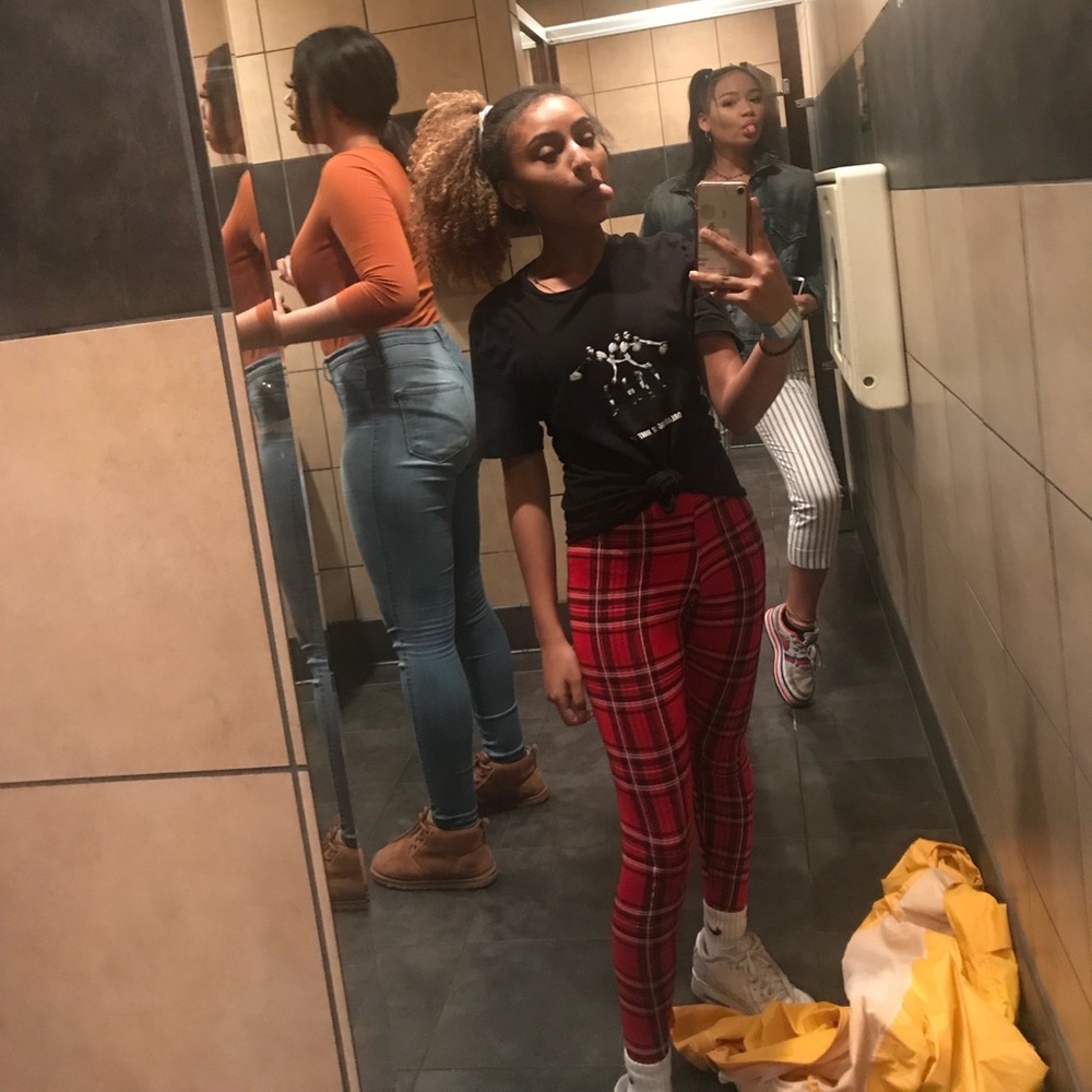 RED PLAID LEGGINGS